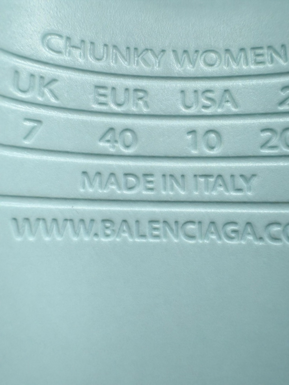 Authentic BALENCIAGA Pool Rubber Womens Chunky Slide Logo Sandals 40 Green Aqua - Picture 6 of 12